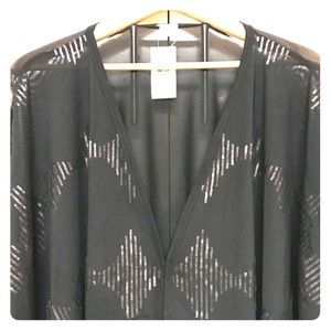 Express OS black w/sequins shawl. NWT.
